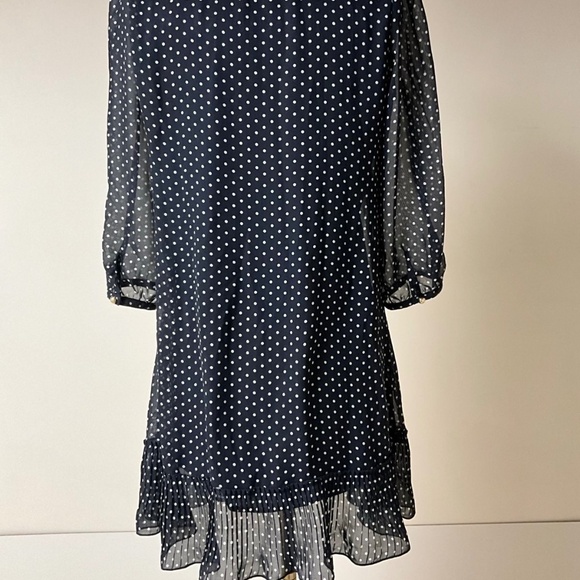 Chiffon polka dot dress with Peter Pan collar long sleeve size, size xs/s - Picture 3 of 8